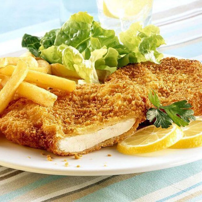  SNITEL DE PUI PANE CU CARTOFI PRAJITI (350g)